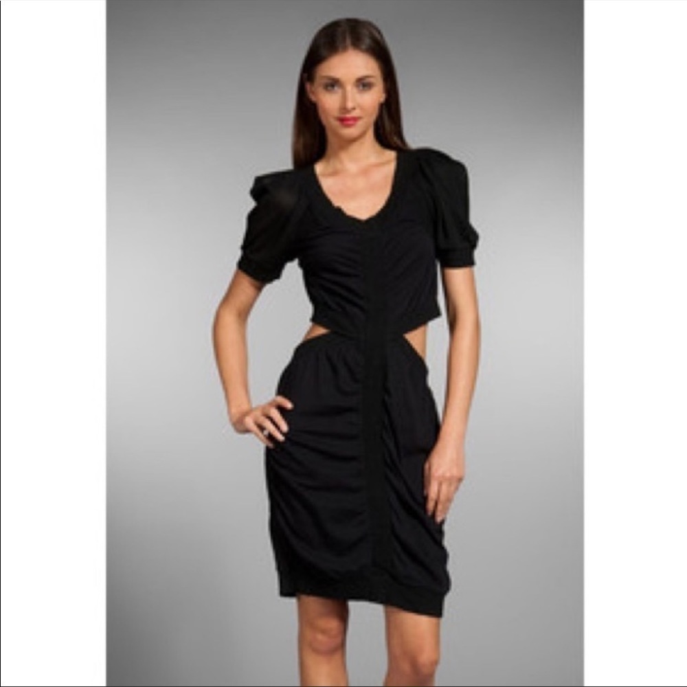 Marc by Marc Jacobs Cutout Back Dress Black Jersey Mesh Fitted Sz M